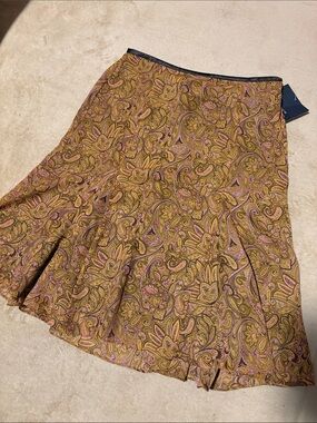 Liz Claiborne Paisley A-Line Skirt in Autumn and Pink tones